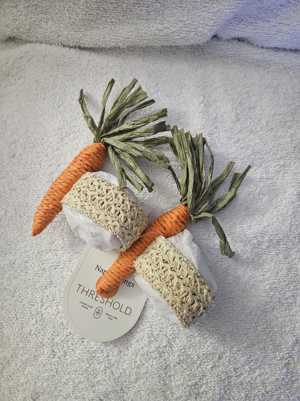 2 Pack Threshold Easter Woven Carrot Napkin Rings Spring Table Decor
